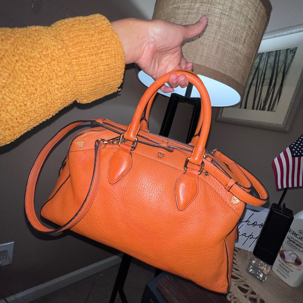 MCM Orange Leather Handbag/ Shoulder Bag
